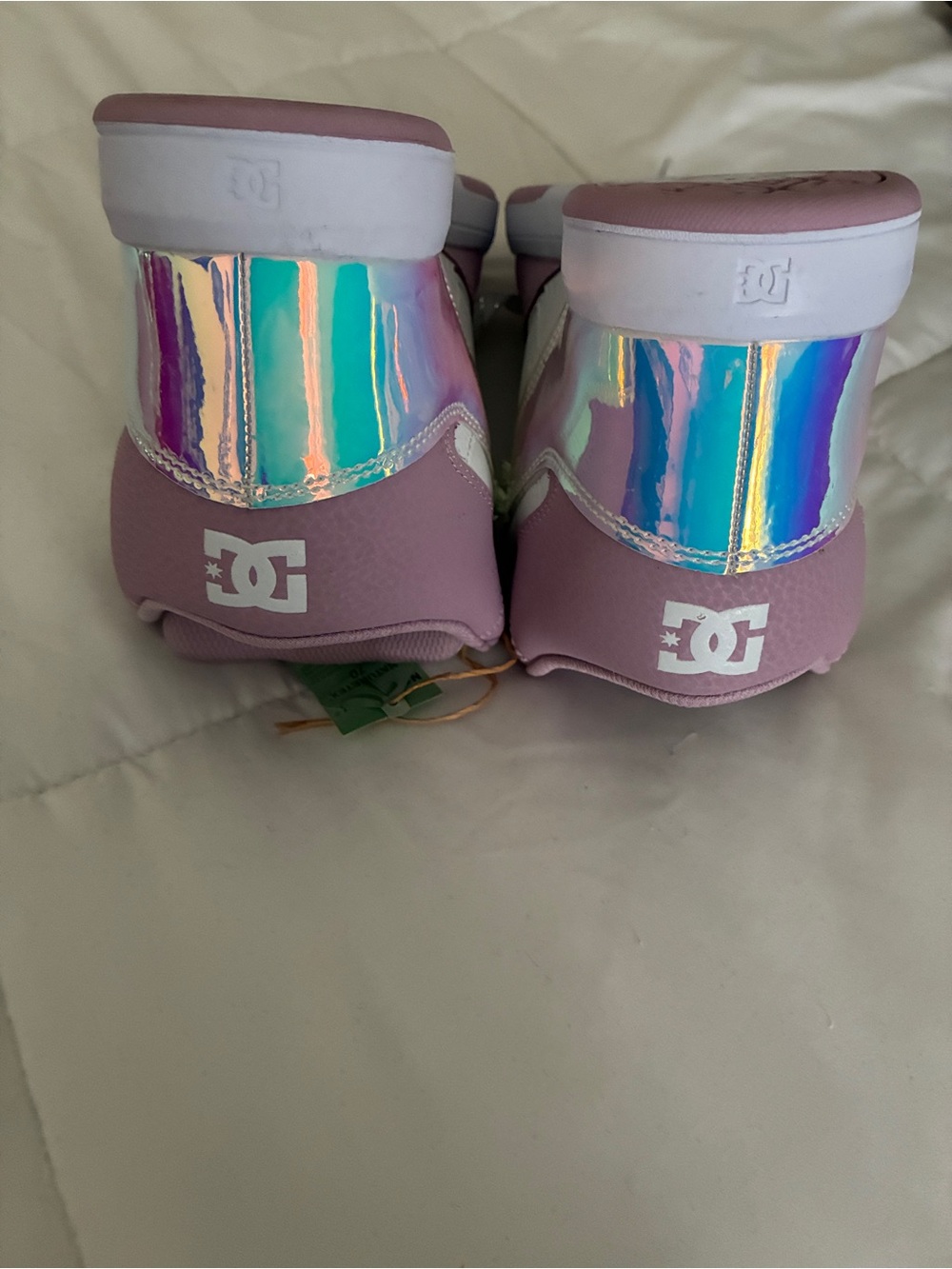DC Pink and White High-Top Skate Shoes - Picture 2 of 8